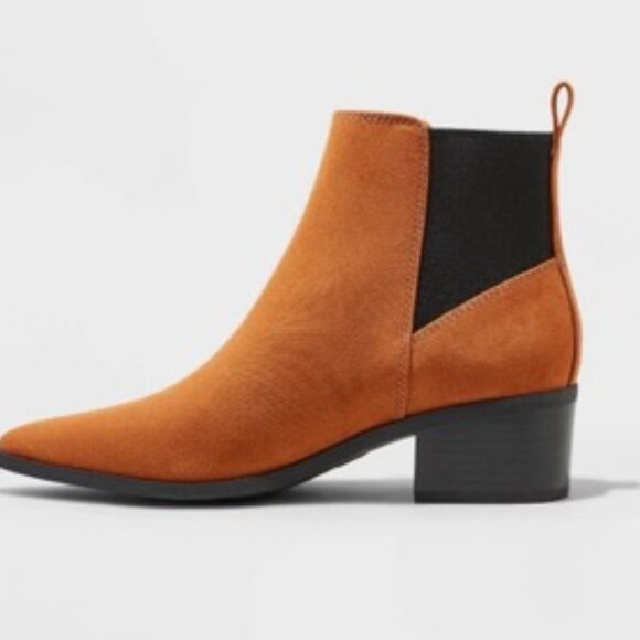 A New Day Women's Gwen Block Heel Boot Pointed Toe Cognac Size 8 - Picture 2 of 3